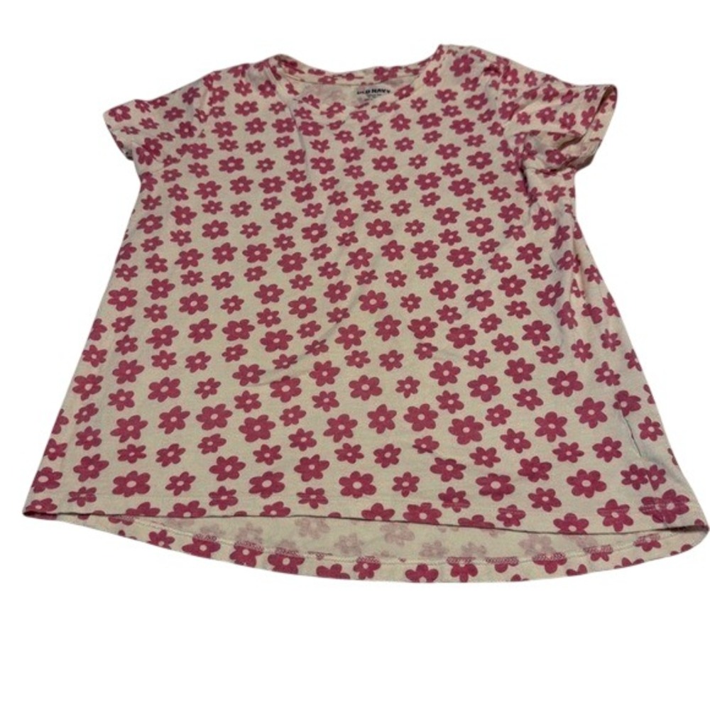Old Navy Girls XL 14-16 Softest Tee Pink Floral Daisy Short‎ Sleeve Cotton Shirt